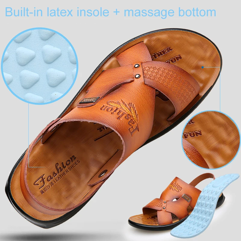 Мужские повседневные сандалии на нескользящей подошве дышащие пляжные с двумя