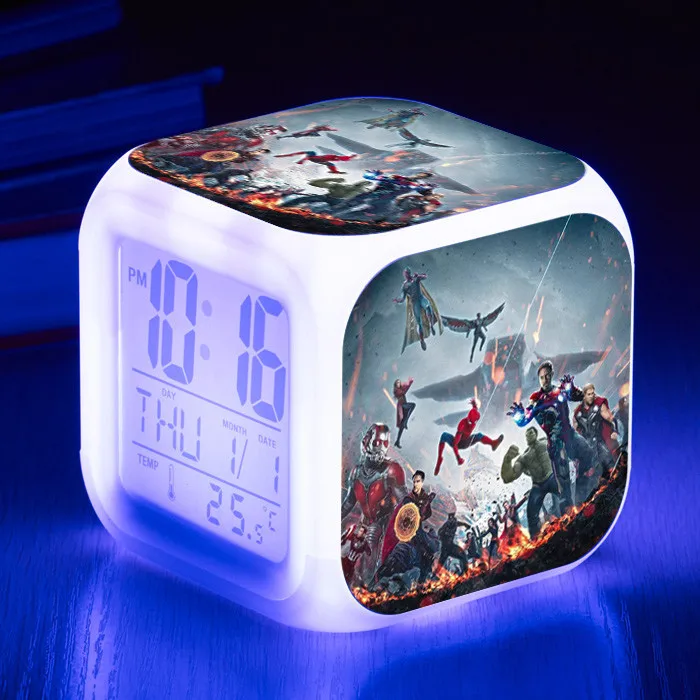 17 Marvel Мстители Бесконечность войны Железный человек Капитан Америка танос Халк человек паук доктор странные фигурки будильник игрушки куклы - Цвет: 17