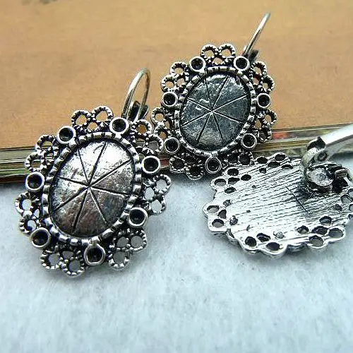 

15pcs 10*14mm stick Silver earrings trays Wholesale DIY jewellery pendants accessories