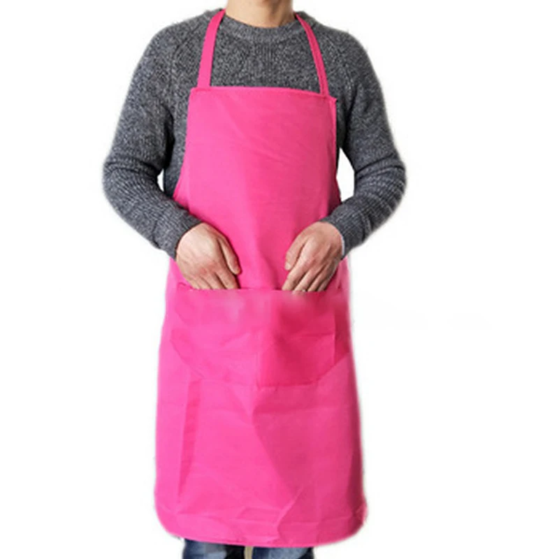 

3Pcs Pure color Cooking Apron For Woman Men Kitchen Thicken Household Cleaning Apron Cotton Polyester Double Pocket Sleeveless