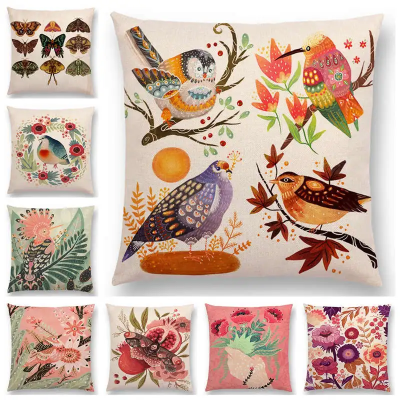 Горячая Распродажа чехлы на подушки для дома диванные с разноцветными птичьими