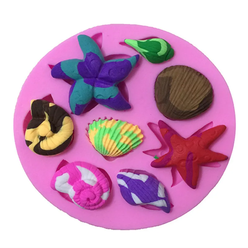 

Starfish Shell Shape Silicone Mold Fondant Cake Molds Chocolate Candy Biscuits Ice cube Moulds Baking Cake Decoration Tools