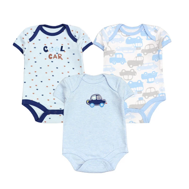 Боди с коротким рукавом и круглым вырезом для новорожденных мальчиков 3 шт./лот