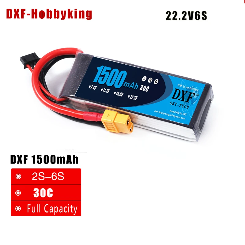 2017 DXF мощный высококачественный lipo аккумулятор 22 2 v 1500mAh 6S 30C для rc вертолета