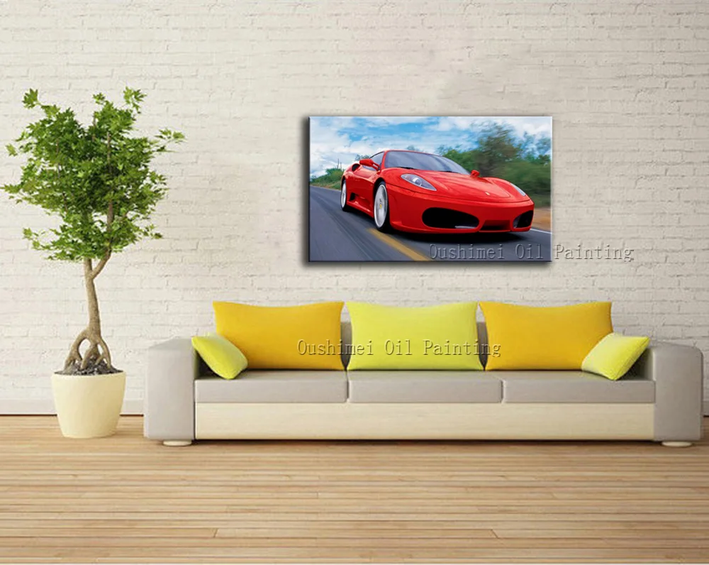 Художественная ручная роспись Топ гоночный автомобиль картина маслом на холсте
