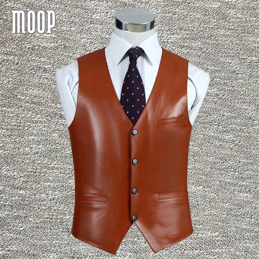 Жилет мужской из натуральной кожи 100% ягненка 4 цвета|chaleco hombre|genuine leather vestmens waistcoats |