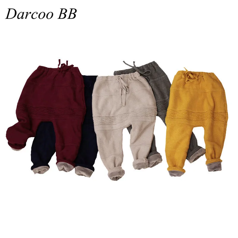 

1-5 Years Baby New Winter Boys Girls Harem Pants Kids Toddlers Thick Warm Fleece Pants Children's Outwear Clothing