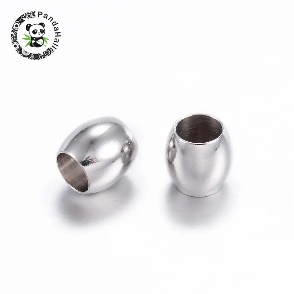 

304 Stainless Steel Beads, Barrel, Stainless Steel Color, 6x6mm, Hole: 4mm