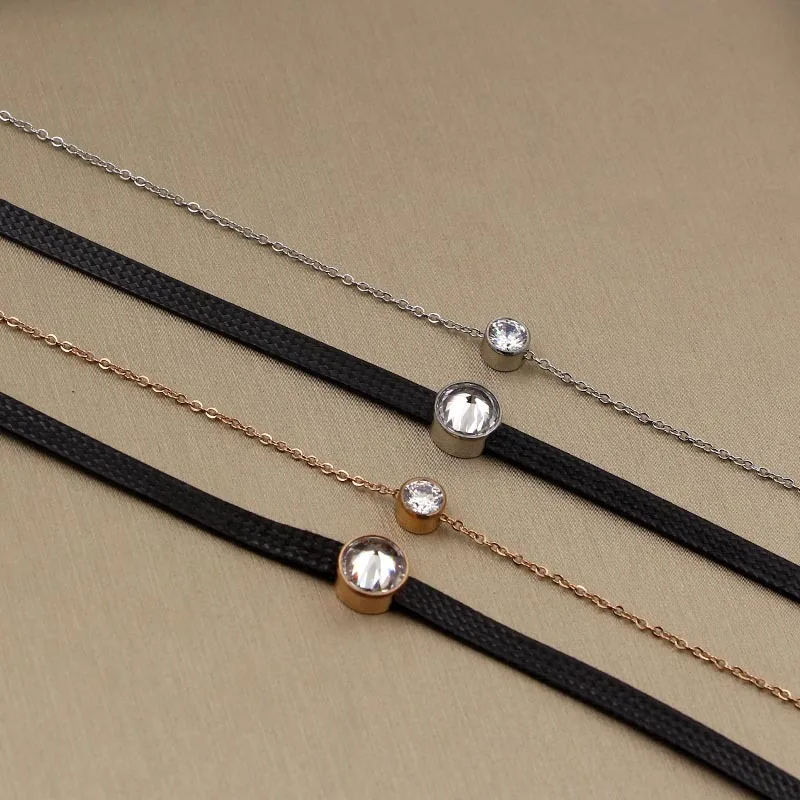 Женская бархатная цепочка из ленты круглая нержавеющей стали с бархатным