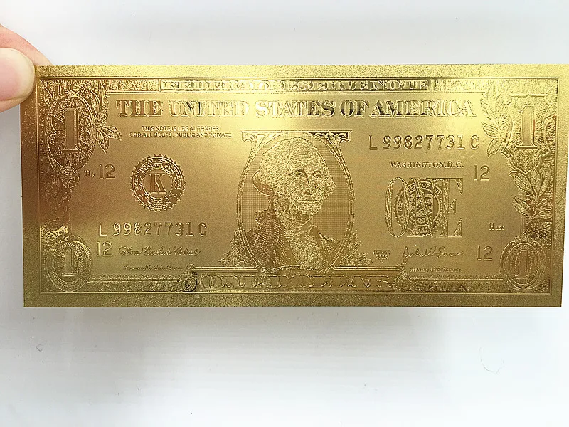 Новая мода американский 1 доллар купюр металлическая Золотая фольга банкнота