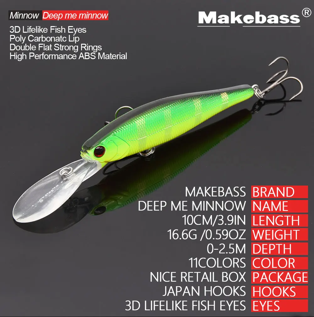 Makebass 3,94 дюйма/0,59 унций рыболовные приманки Плавающий Гольян искусственная жесткая приманка бас форель воблеры рыболовные снасти внутренний стальной шар