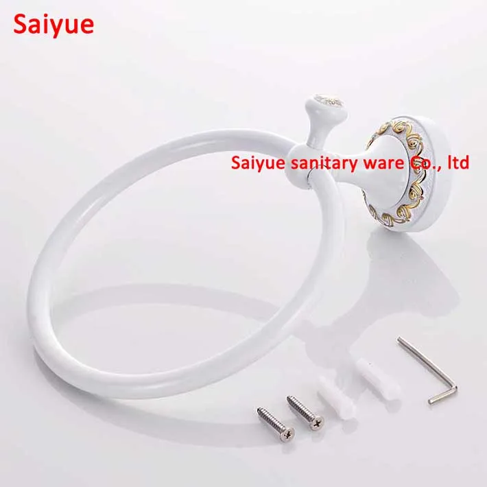 Элегантный европейский стиль латунное кольцо для полотенец белого золота