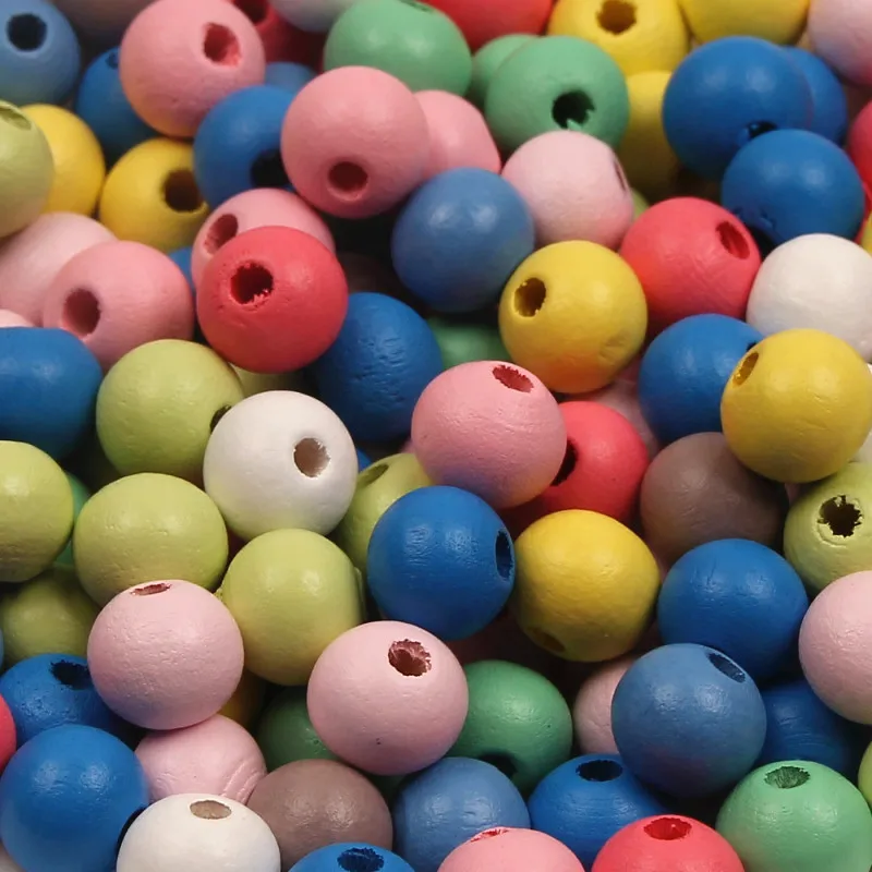 Colorful DIY 8/1012 мм 200/100/50 шт./лот красочные ювелирные изделия металлические круглые бусины из натурального дерева для изготовления ювелирных изделий Цепочки и ожерелья ручной работы - Цвет: Colorful