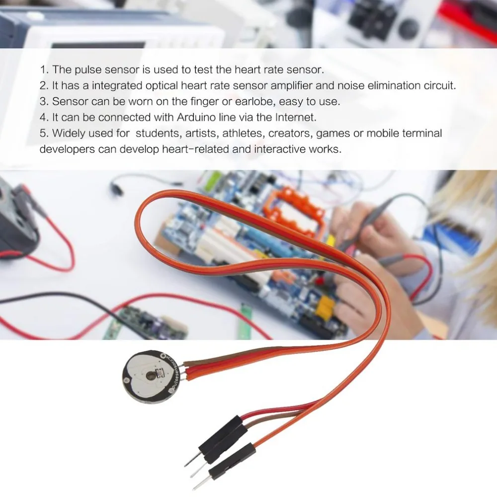 Pulsesensor Heart Rate Beat Pulse Sensor Module Amplifier for Arduino Raspberry Pi Open Source with Cable Electronic DIY Tool |