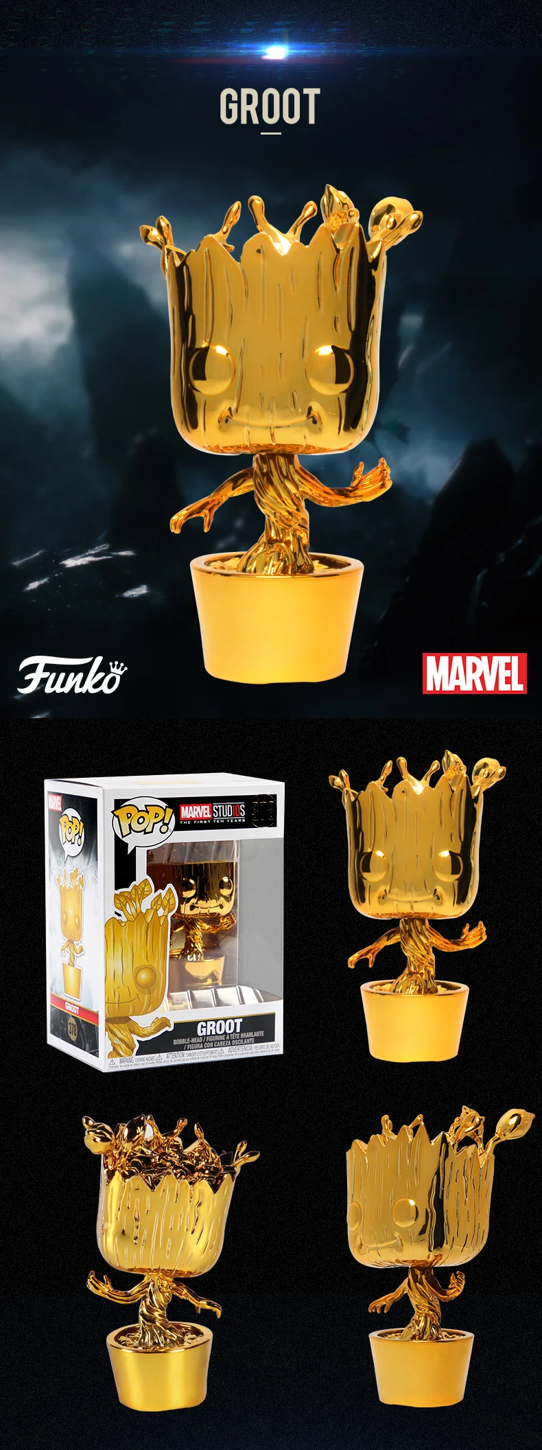 Официальный FUNKO POP Marvel 10-летие Черная пантера Железный человек Локи Грут виниловая кукла экшн и фигурка игрушка подарок на день рождения