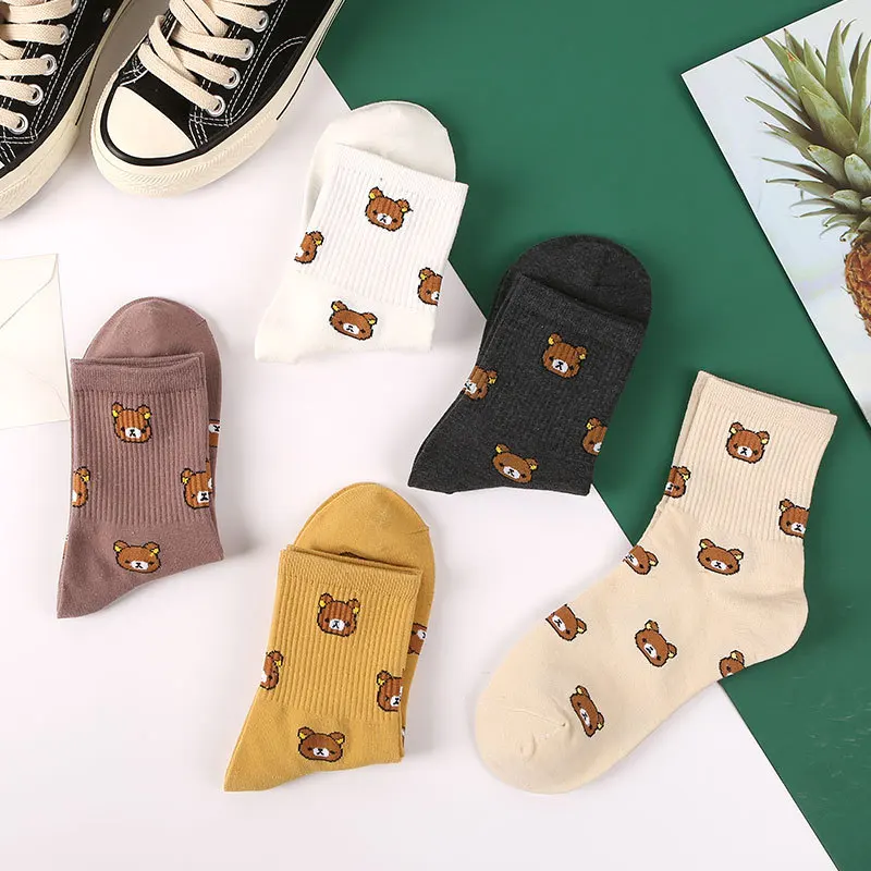 Продукт осень/зима Harajuku прекрасный мультфильм колледж Стиль носки женщины счастье кавай медведь личности Tide Calcetines
