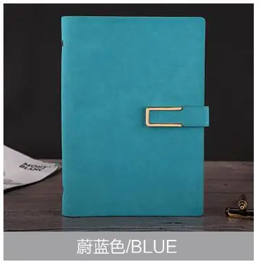 Blue А5 модный бизнес-блокнот, Кожаная Обложка, спиральная внутренняя страница, магнитная пряжка, 7 цветов на выбор - Цвет: Blue