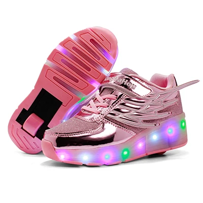 Детская обувь с светодиодный проблесковые маячки дети обувь; sapatos femininos; для мальчиков и девочек светящиеся кроссовки; Цвет: розовый, золотистый; Серебристый - Цвет: pink meshwing