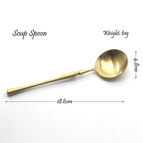 Soup Spoon Королевский Золотой Западная обеденная посуда набор столовых приборов 304 Матовый нержавеющий с золотым ножом вилка набор кухонных принадлежностей 1 шт - Цвет: Soup Spoon