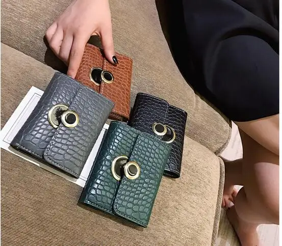 Тонкий ретро дикая Пряжка мягкий кошелёк, Корейская модель складной карты пакет мини держатель для монет