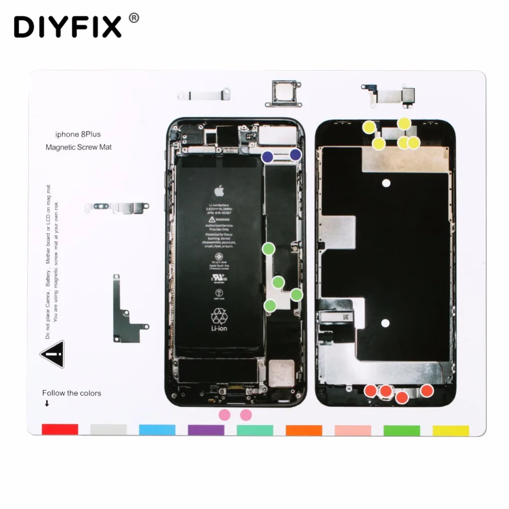 DIYFIX 10 шт. Магнитный винтовой коврик для iPhone 7 8 Рабочий 5 5S 6 6s Plus Набор инструментов