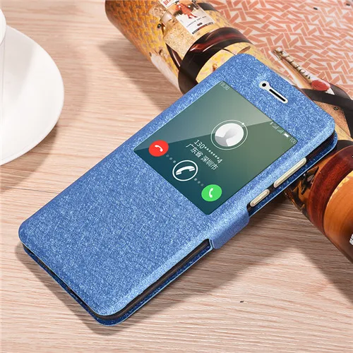 Blue Для Huawei Honor 8 чехол оригинальные capas Чехол-книжка из искусственной кожи чехол с окошком Honor Note 8 V8 Max Smart Sleep Wake крышка - Цвет: Blue