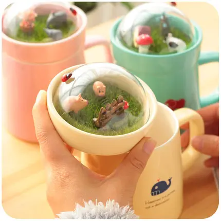 Lovely Bone China Ceramic Mugs and cup Top Quality Cute Totoro Cartoon Style Children Outdoor Water Cup 400ml Colorful | Дом и сад