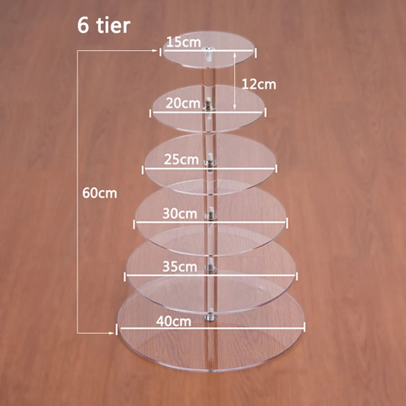 

6 Tier Crystal Acrylic Round Cupcake Stand or Round perspex cake Display Tools Suitable for Christmas/Wedding/Birthday Craft