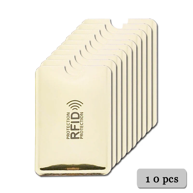 10 pcs Light-gold 20 шт Анти Rfid Блокировка ридер замок банк держатель для карт ID банковский Чехол для карт студенческий милый ID карты Кошелек паспорт бизнес Bancaire - Цвет: 10 pcs Light-gold
