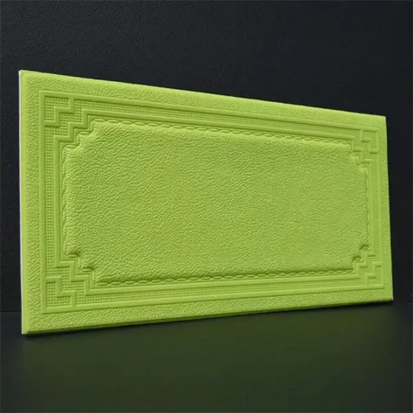 3D ПЭ пена Гибкая имитация кожи узор стикер на стену прямоугольник ТВ диван украшение стены мягкий чехол панель DIY художественная роспись - Цвет: Apple green