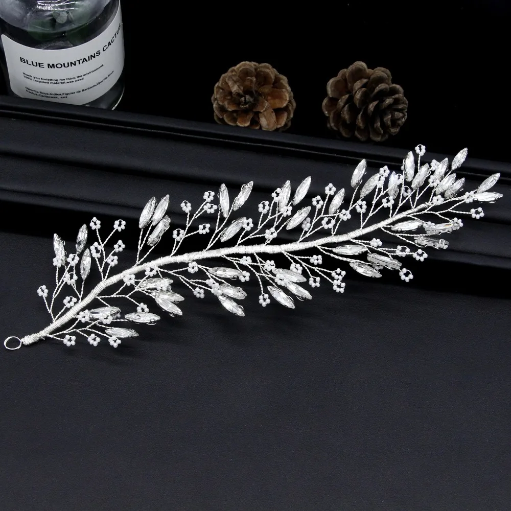 Pant Crystal Bride Hair Accessories Rhinestone Bridal Headpiece Silver Color Hairbands Wedding Pearl Headbands | Украшения и