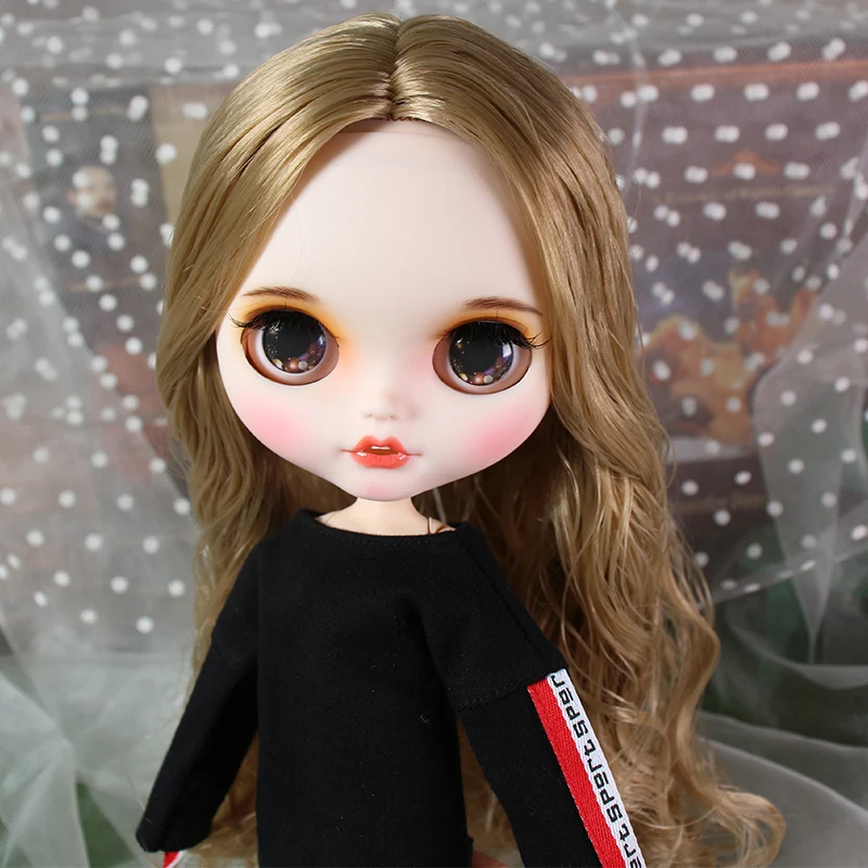 ICY blyth кукла матовое лицо белая кожа золотые кудри волосы костюм куклы с зубами губы брови 30 см DIY BJD SD подарок