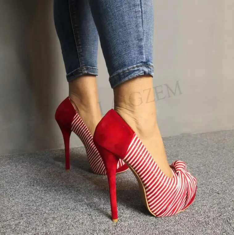 LGZ282 Red LAIGZEM/шикарные женские туфли-лодочки на высоком каблуке-шпильке с открытым носком Повседневные Вечерние женские туфли для свиданий zapatos mujer; большие размеры 34-52 - Цвет: LGZ282 Red
