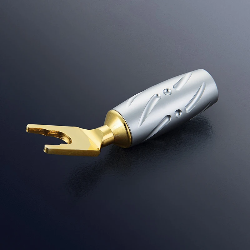 Вилка Лопатка из чистой меди с золотым покрытием 4 шт. VS701G 99.998%|locking banana plugs|banana plug