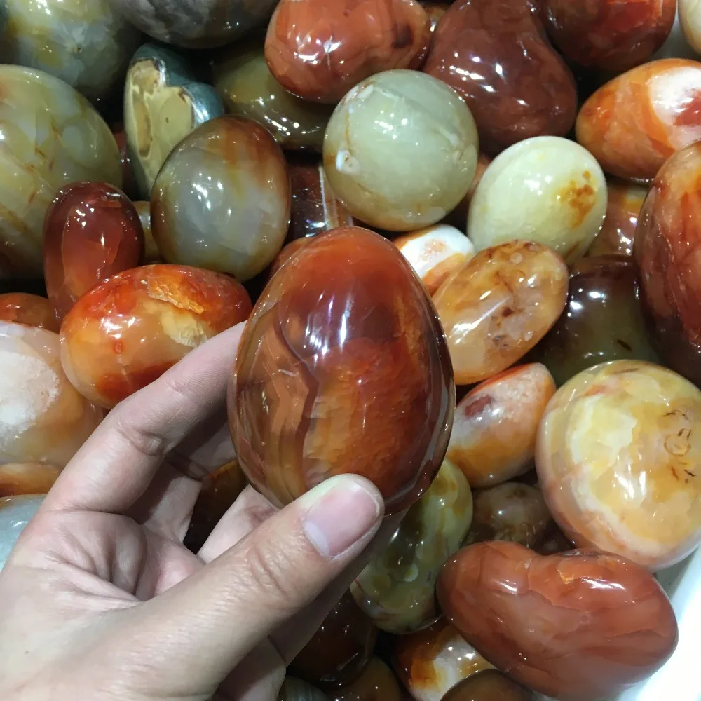 Natural Red Carnelian Geode Crystal Quartz Agate Egg Polished Specimen Stone | Дом и сад