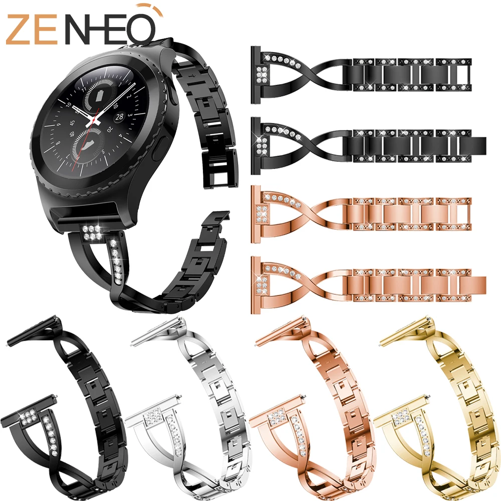 

Luxury Bling Rhinestone Bracelet for Samsung Gear Sport S2 Band Rhinestone Stainless Steel Strap For Samsung Gear S2 Classic