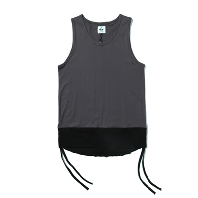 B2043 Dark gray Новая мужская индивидуальная строчка Удлиняющая изогнутый подол Мужская камуфляжная майка Хлопковая мужская летняя майка без рукавов тренажерные залы одежда под рубашку - Цвет: B2043 Dark gray