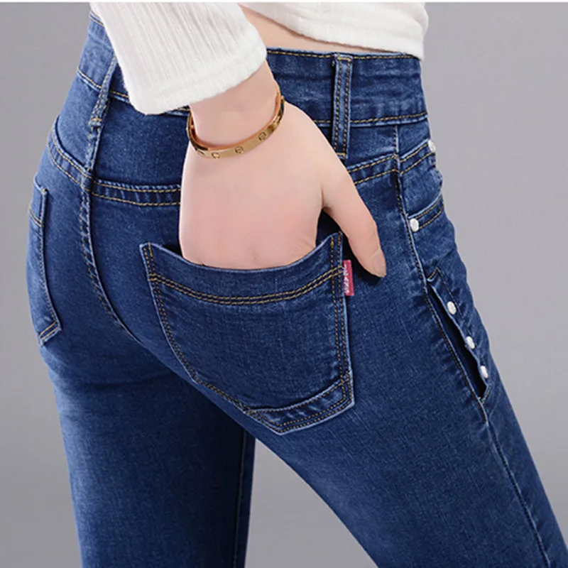 HIBAY Women's Denim Jeans Mid Waist Pencil Pants Stretch 2017 |