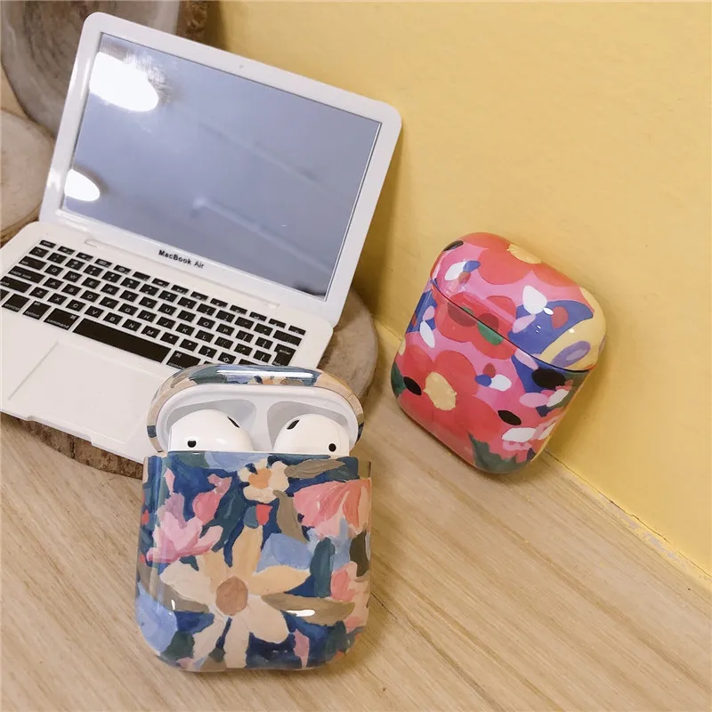 Роскошный противоударный чехол с цветочным рисунком для Apple, Bluetooth, беспроводные наушники Air Pods, Жесткий Чехол для новых Airpods 2, аксессуары