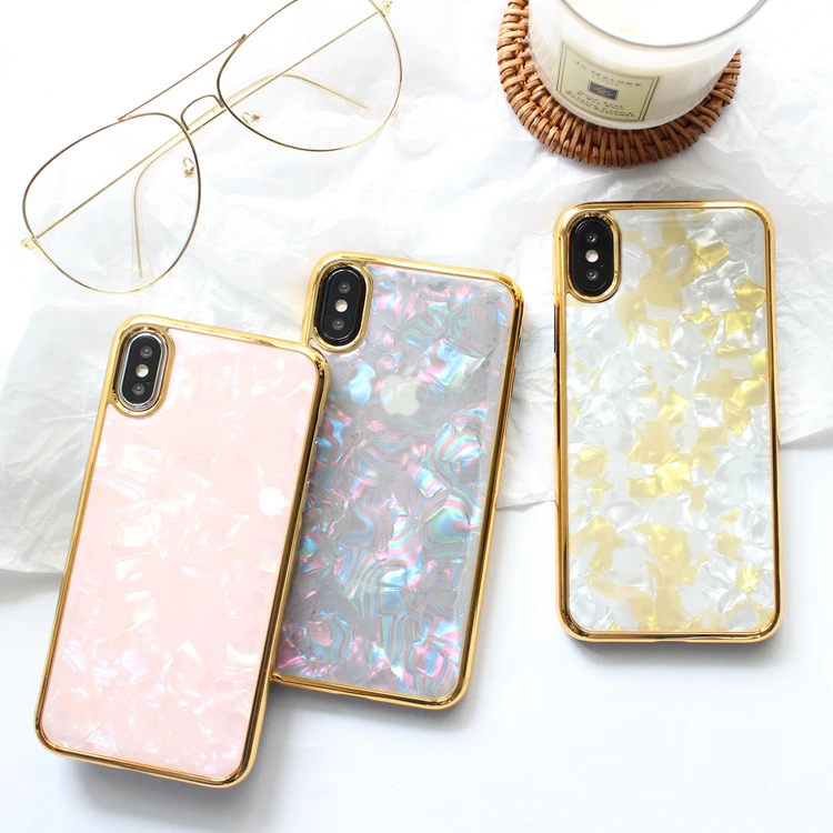 Гальванизированный Золотой ПК Жесткий мраморный розовый чехол для iPhone 6 6s 7 Plus 8 X