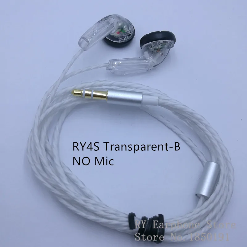 RY4S оригинальные наушники-вкладыши 15 мм качество музыки звук HIFI наушники(MX500 стильные наушники) 3,5 мм L изгиб hifi кабель - Цвет: RY4S Transparent-B