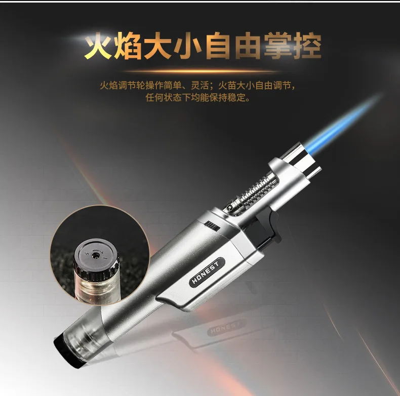 Зажигалка без газа) Honest metal torch Jet ветрозащитный бутан газовая зажигалка, надувные. Небольшие гаджеты с пламенем цвет случайный