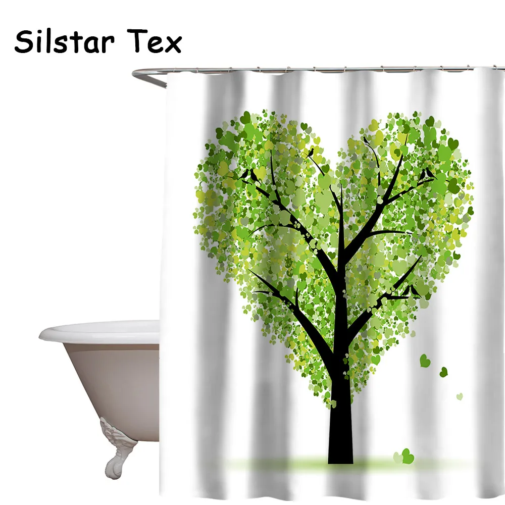 Silstar Tex яркой жизни дерево напечатаны Водонепроницаемый душ Шторы с 12 Пластик