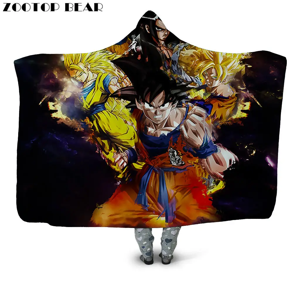 HB126I Супер Saiyan одеяло с капюшоном плюшевые пальто для взрослых мальчиков аниме 3D принт Dragon Ball модные домашние мягкие офисные одеяла носимые постельные принадлежности - Цвет: HB126I