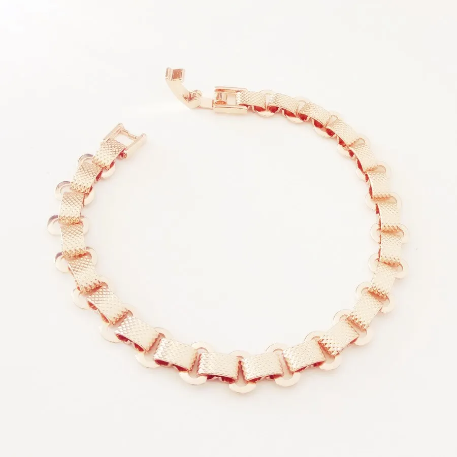 

Trendy Women Bracelet Luxury Rose 585 Gold Color Fashion Jewelry Hand Link Long Wide Bracelets