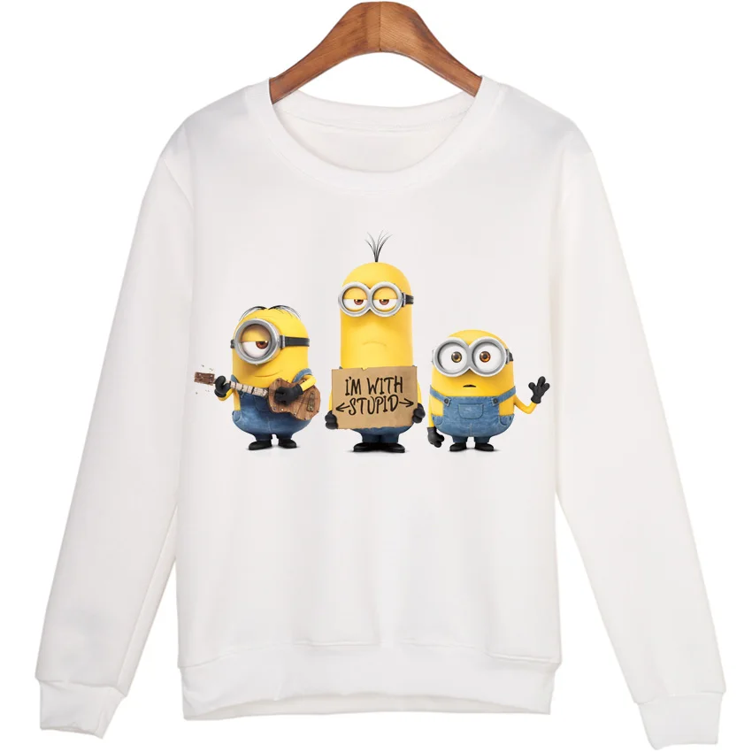 Color 12 3D Белый свитшот для женщин с мультяшным принтом sudaderas mujer harajuku Миньоны толстовки плюс размер XL - Цвет: Color 12