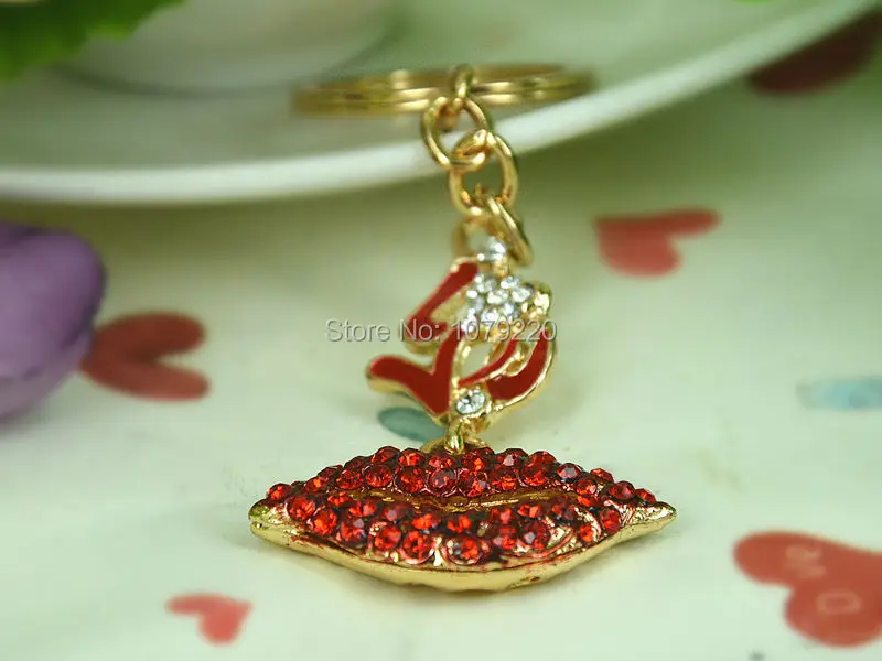 T сексуальный красный брелок для губ модная красота подвеска со стразами