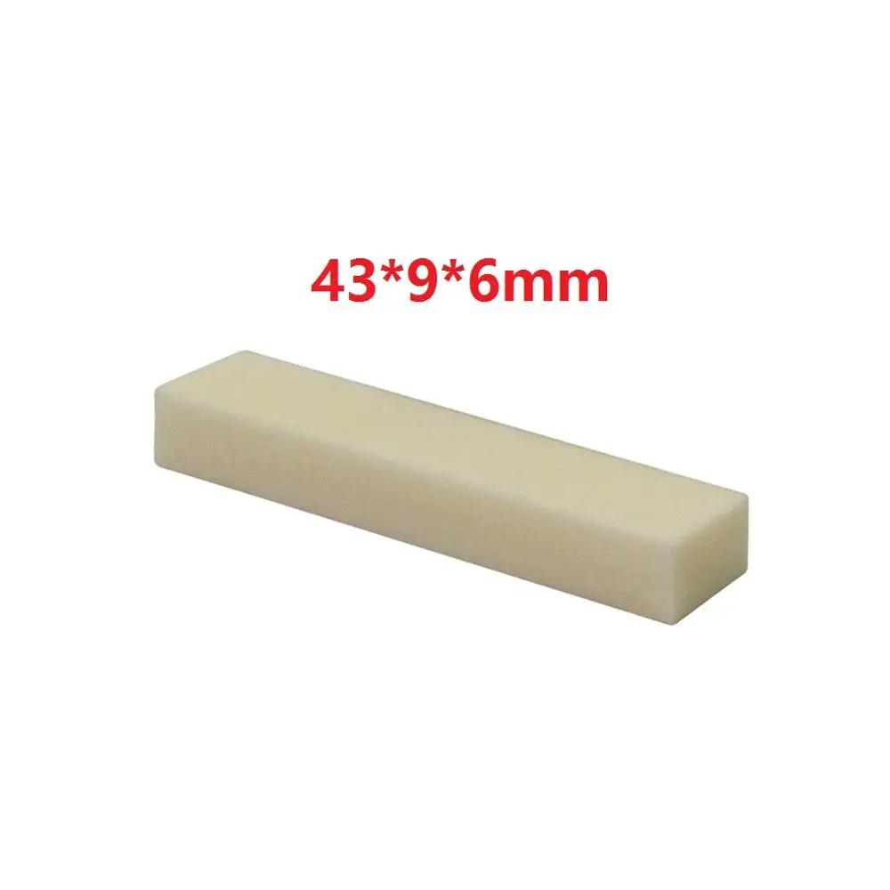 43mm9mm6mm Высокое качество 10 шт. костная гитара Гайка Седло Кость пустой материал для электроакустической гитары Бас diy части, 6 размер дополнительно - Цвет: 43mm9mm6mm