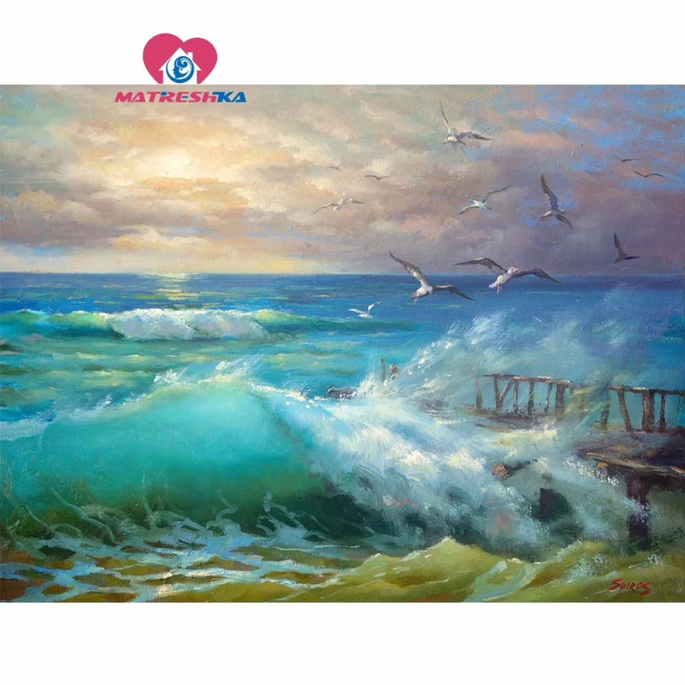 Алмазная 5d картина сделай сам мозаика с мотивом пейзажа моря вышивка кристаллами
