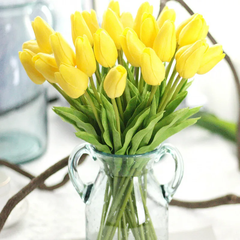 11 шт. поддельные Красные тюльпаны шелковые искусственные цветы для домашнего